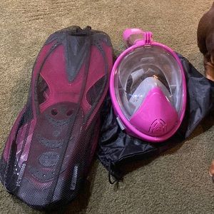 Snorkeling Gear for Adults, Full Face Snorkel Mask with Dry Swim Fins